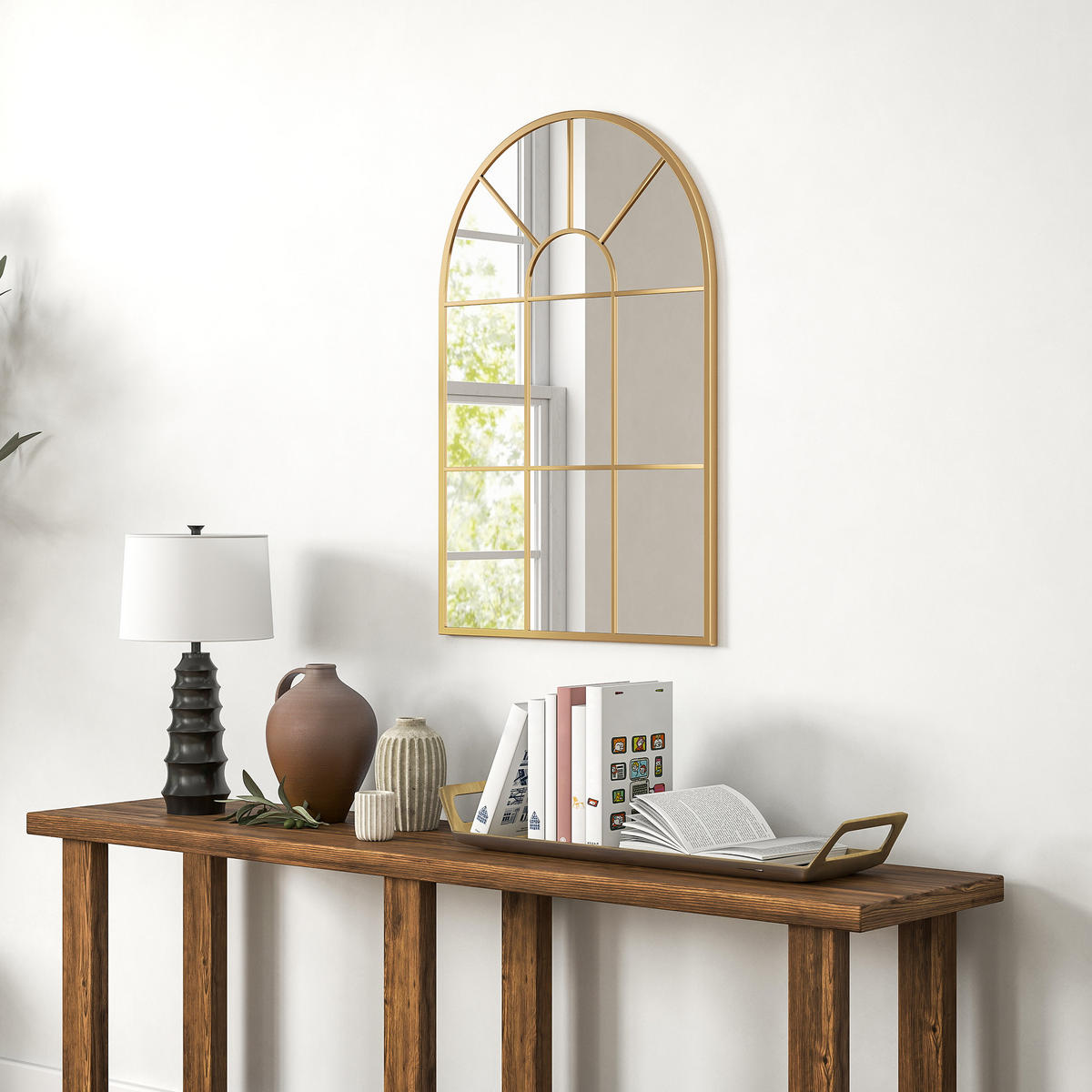 WANDSPIEGEL DE-08885 Fenster-Design, 91/60 cm Gold - Goldfarben, Metall (91/60/2cm) - ComfortXL