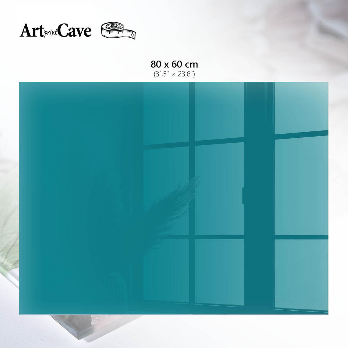 GLASPLATTE 80x60 cm – Kühles Türkis - Gelb, Glas (0.4/80/60cm) - ArtPrintCave