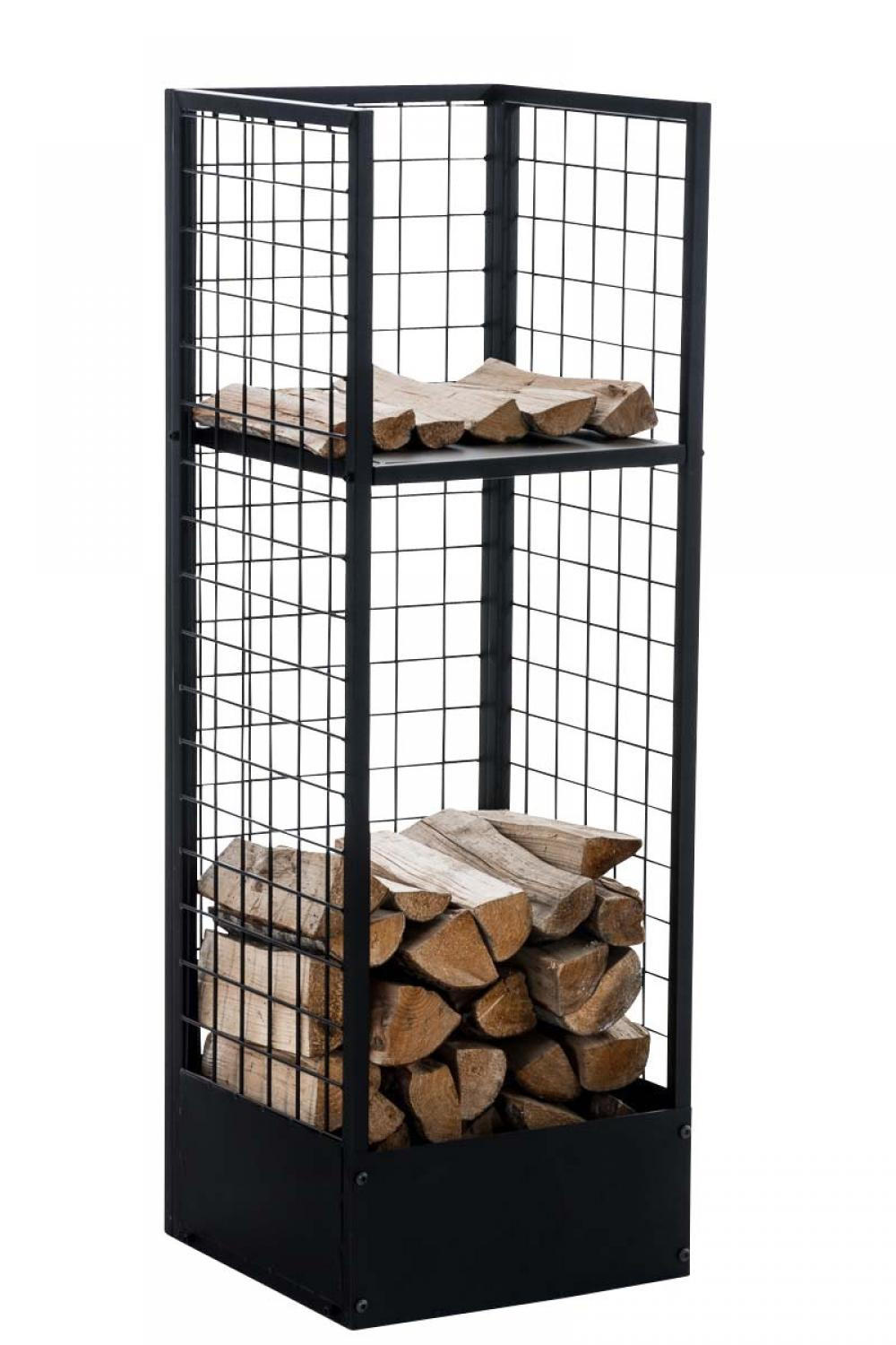 CLP Kaminholzregal Schwarz 40x120x40 cm
