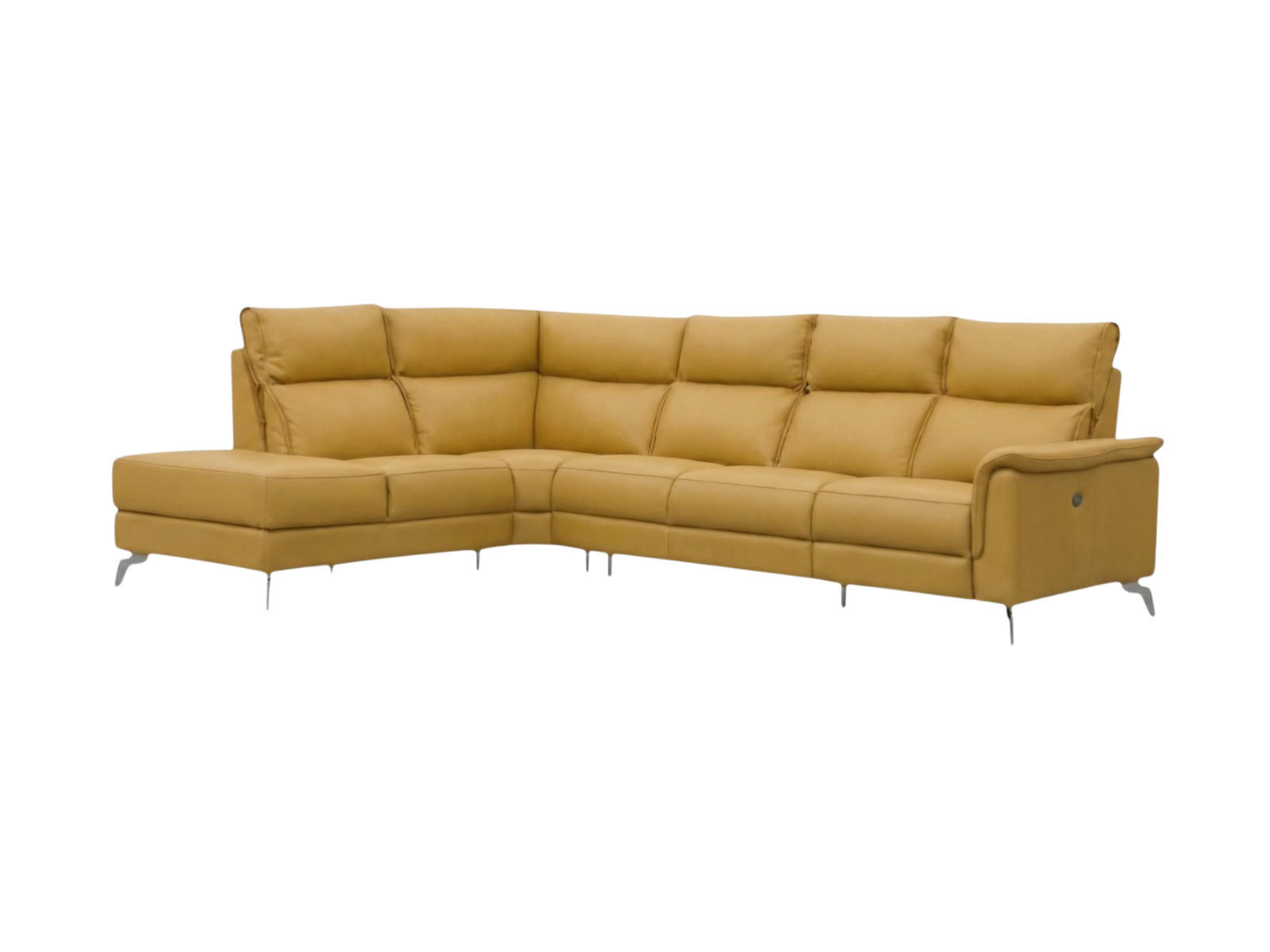 ECKSOFA Borea Echtleder Senfgelb - Gelb, Leder/Metall (220/310cm)