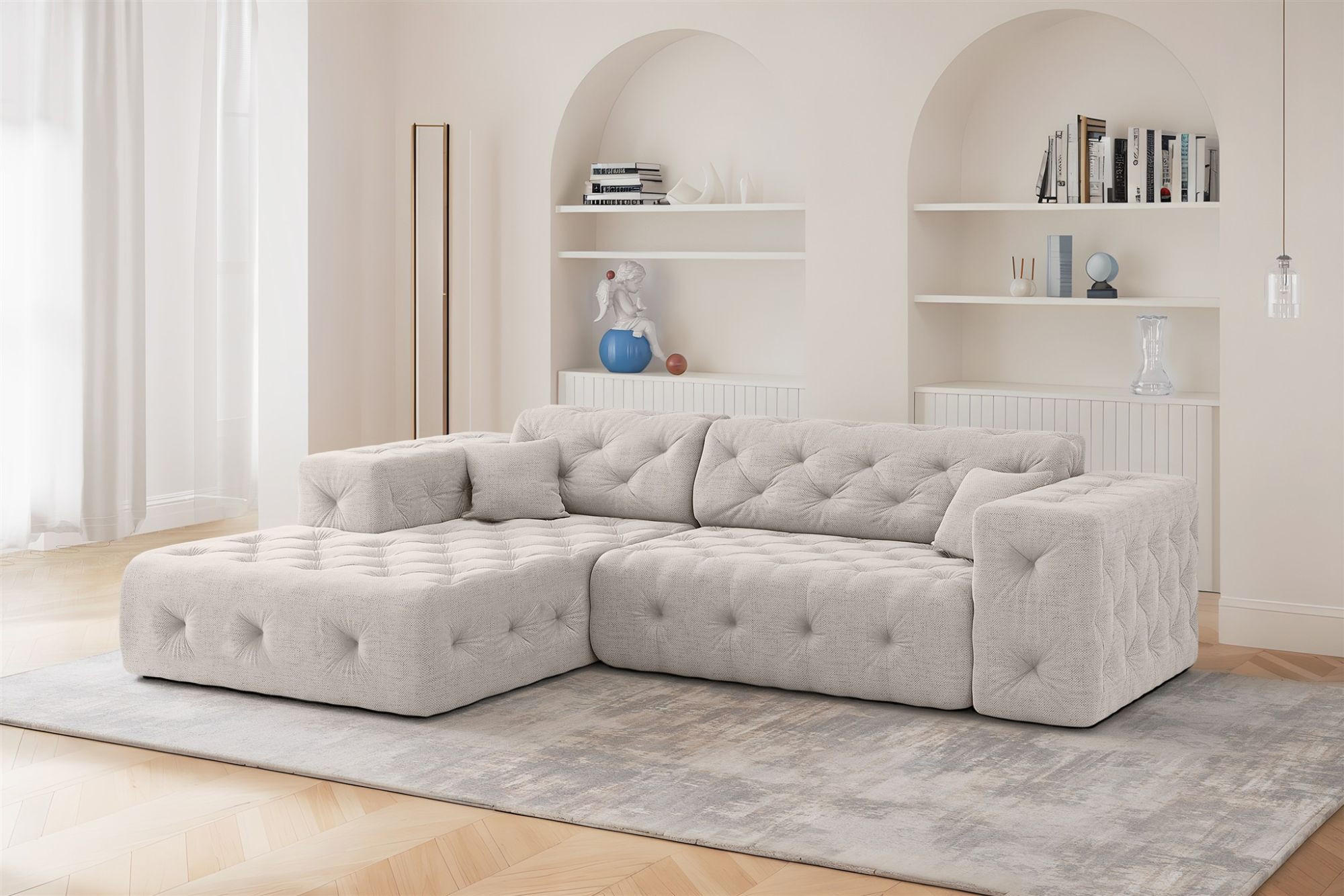 ECKSOFA Chantal In Moly - Creme, Holzwerkstoff/Textil (266/171cm) - Fun Möbel