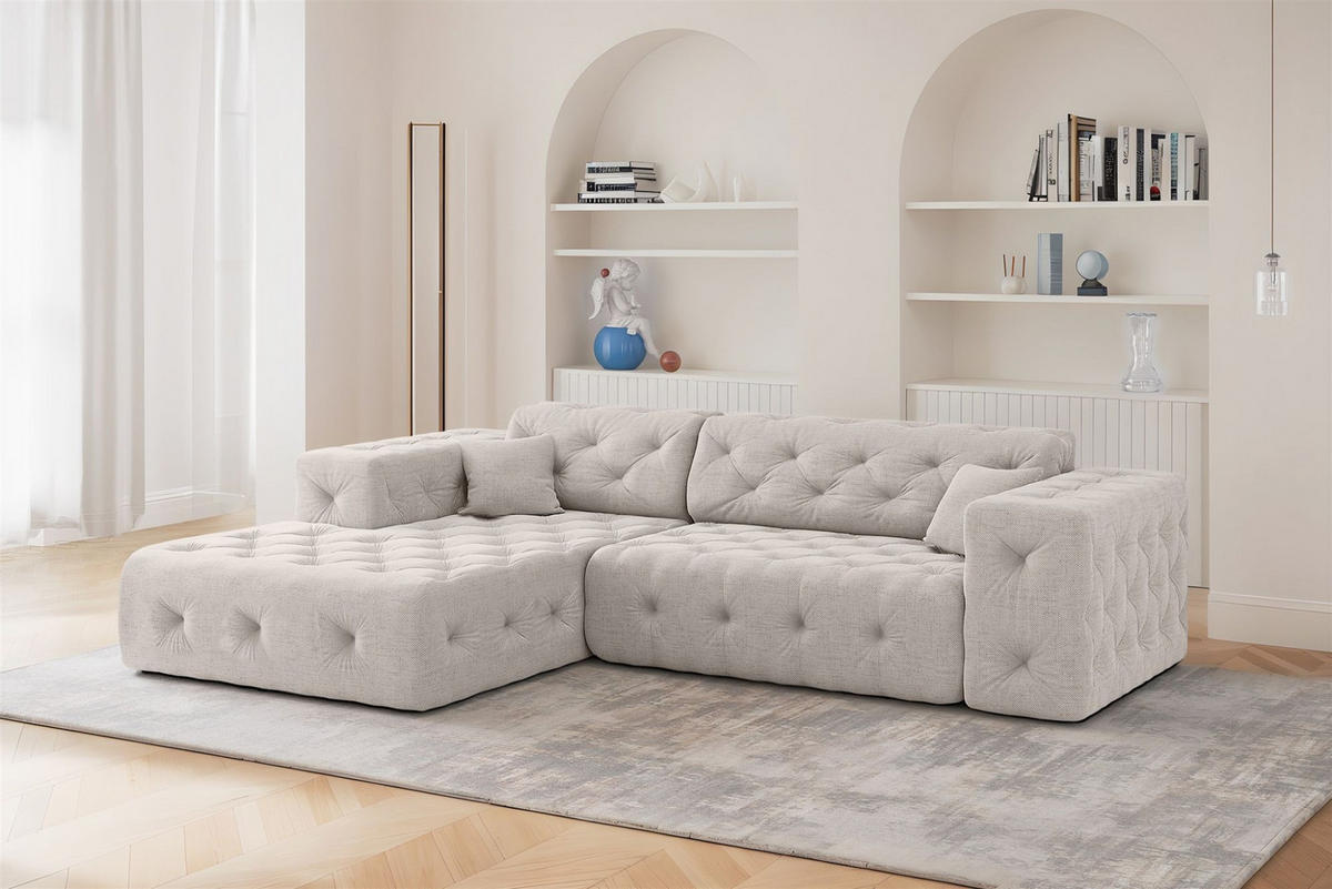 ECKSOFA Chantal In Moly - Creme, Holzwerkstoff/Textil (266/171cm) - Fun Möbel