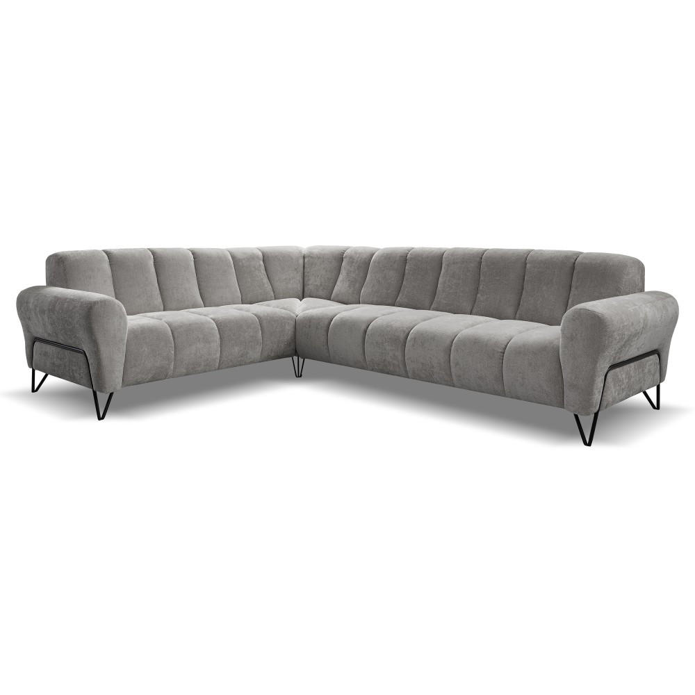 ECKSOFA Volare ohne Schlaffunktion Hellgrau rechts - Hellgrau/Schwarz, Textil/Metall (295/235cm) - Beautysofa