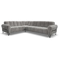 ECKSOFA Volare ohne Schlaffunktion Hellgrau rechts - Hellgrau/Schwarz, Textil/Metall (295/235cm) - Beautysofa