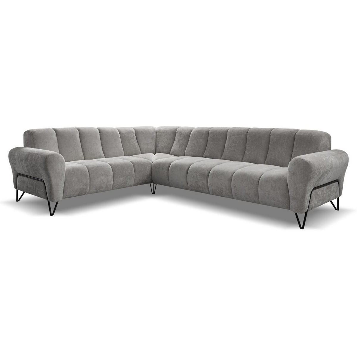 ECKSOFA Volare ohne Schlaffunktion Hellgrau rechts - Hellgrau/Schwarz, Textil/Metall (295/235cm) - Beautysofa