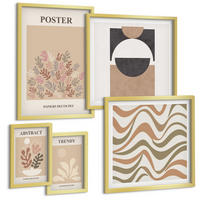 BILDER SET 5er Set - 50x50 cm & 20x30 cm & 40x60 cm Goldrahmen - Abstrakte Formenmuster - Goldfarben, Kunststoff (40/60cm) - TULUP