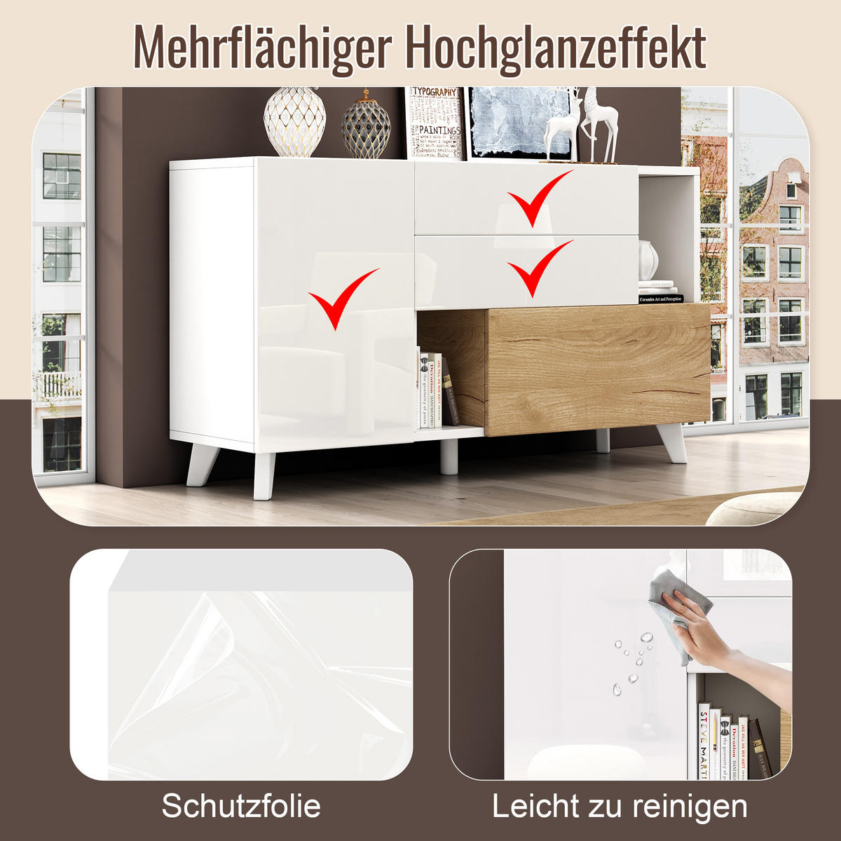 SIDEBOARD Wweiß 130/40/70 cm - Weiß, Holzwerkstoff (40/70/130cm) - Urban Meuble