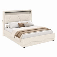 BETT mit Stauraum und LED 160x200 cm Samt Beige - Beige, Metall (160/200cm) - Meubliv