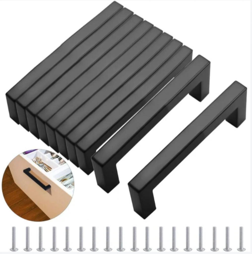 MÖBELGRIFF , 10er-Set 160 mm Küchen- und Möbelgriffe - Schwarz, Metall (3.5/1.2/17cm) - BELZ