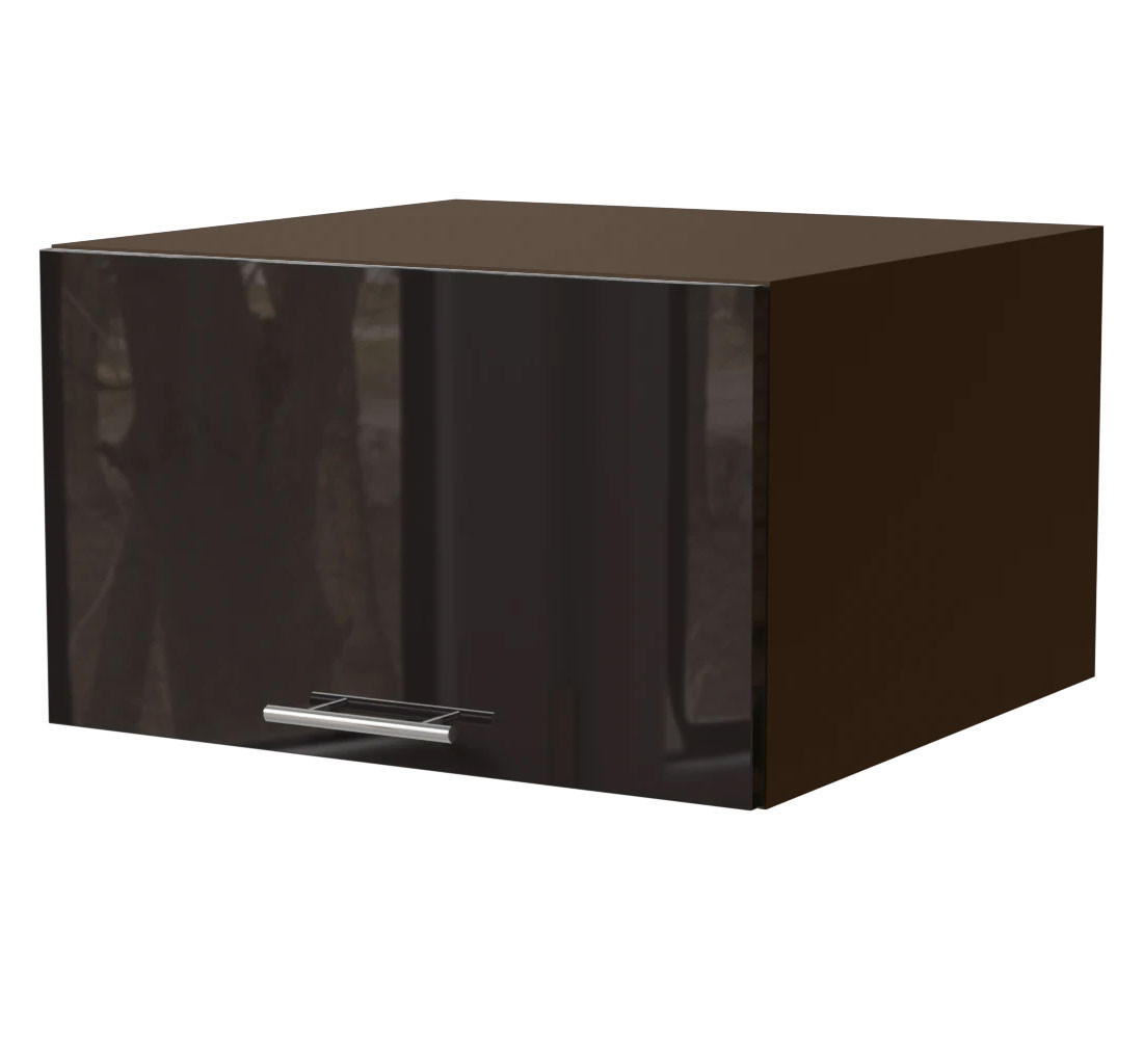 Feldmann-Wohnen Aufsatzschrank Schwarz Hochglanz, Dunkelgrau 60x36x59 cm