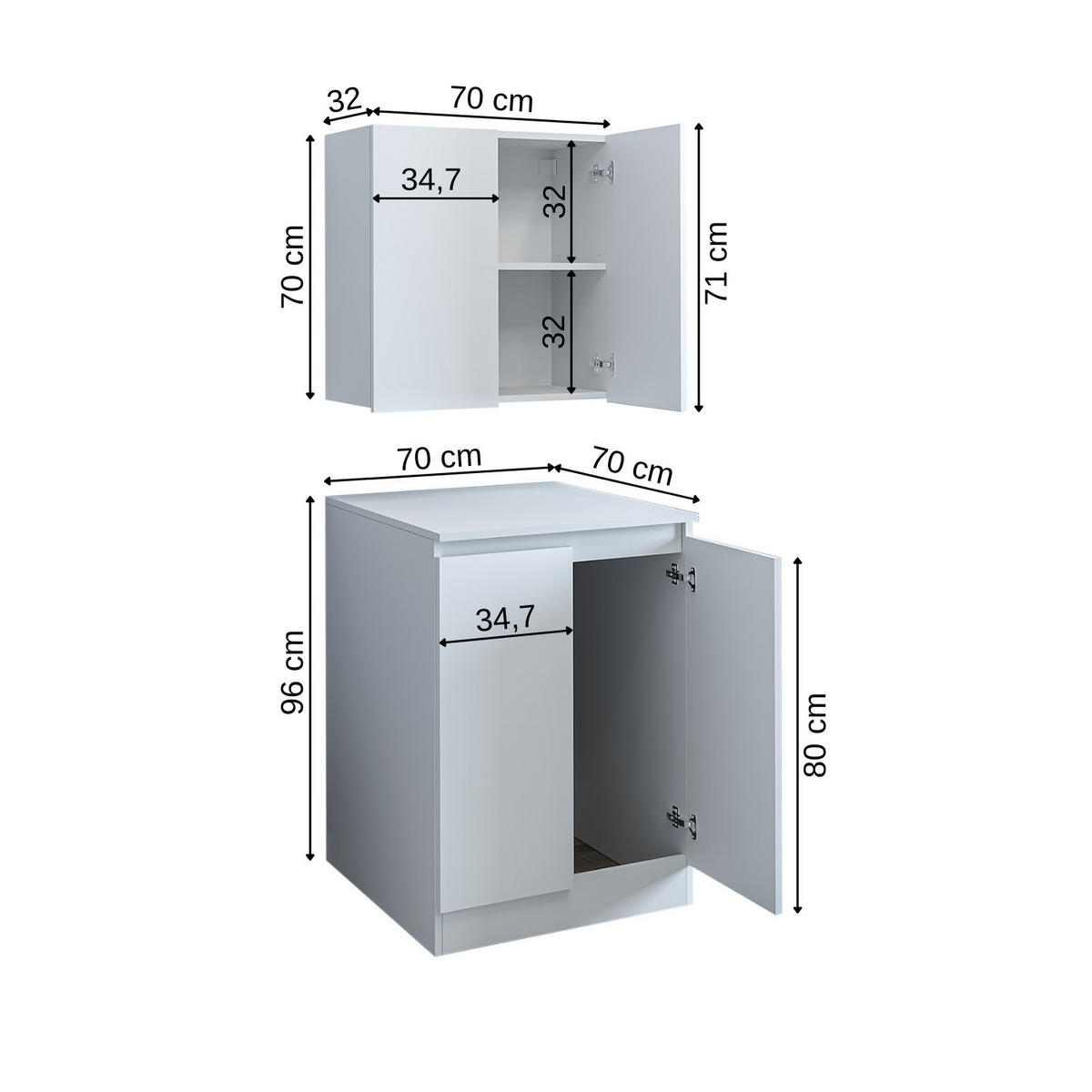 WASCHMASCHINENSCHRANK Atlantic V 70cm Breit, 190cm Hoch - Weiß, Holzwerkstoff (70/190/70cm)