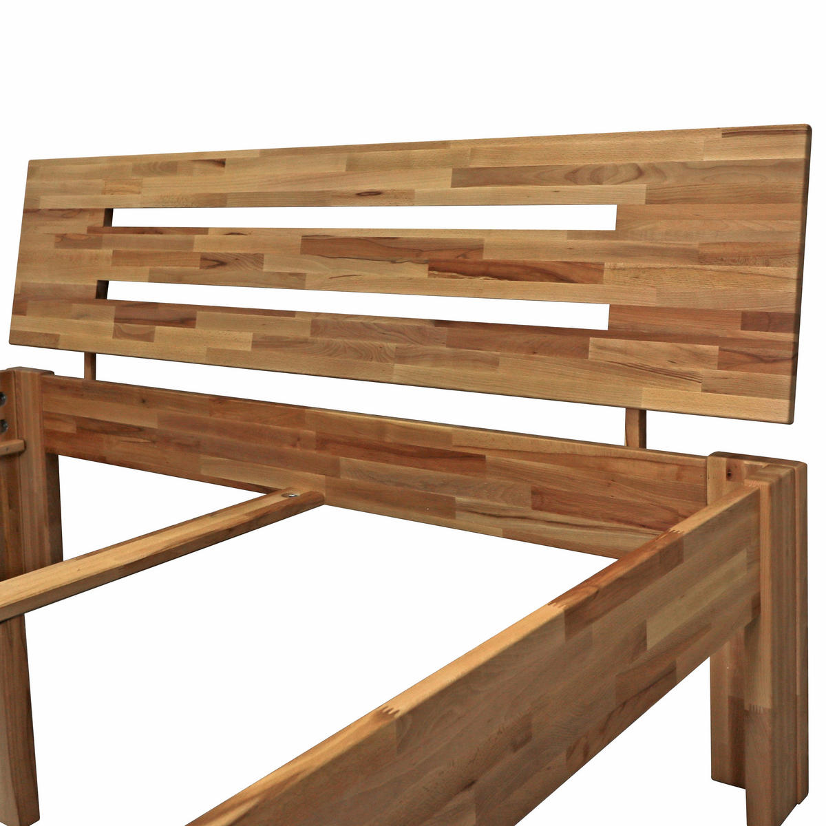 BUBEMA Solo – Massives Bett aus Kernbuche in Naturoptik, Größe: 180 x 200 cm, Kopfteil: Nr. 2 - Braun, Holz (180/200cm) - Betten-ABC