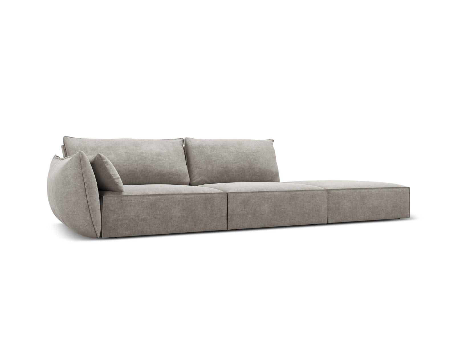 RECHTES-SOFA Kaelle aus Chenille-Stoff hellgrau 4 Sitzplätze - Hellgrau, Textil (110/85/264cm) - Micadoni