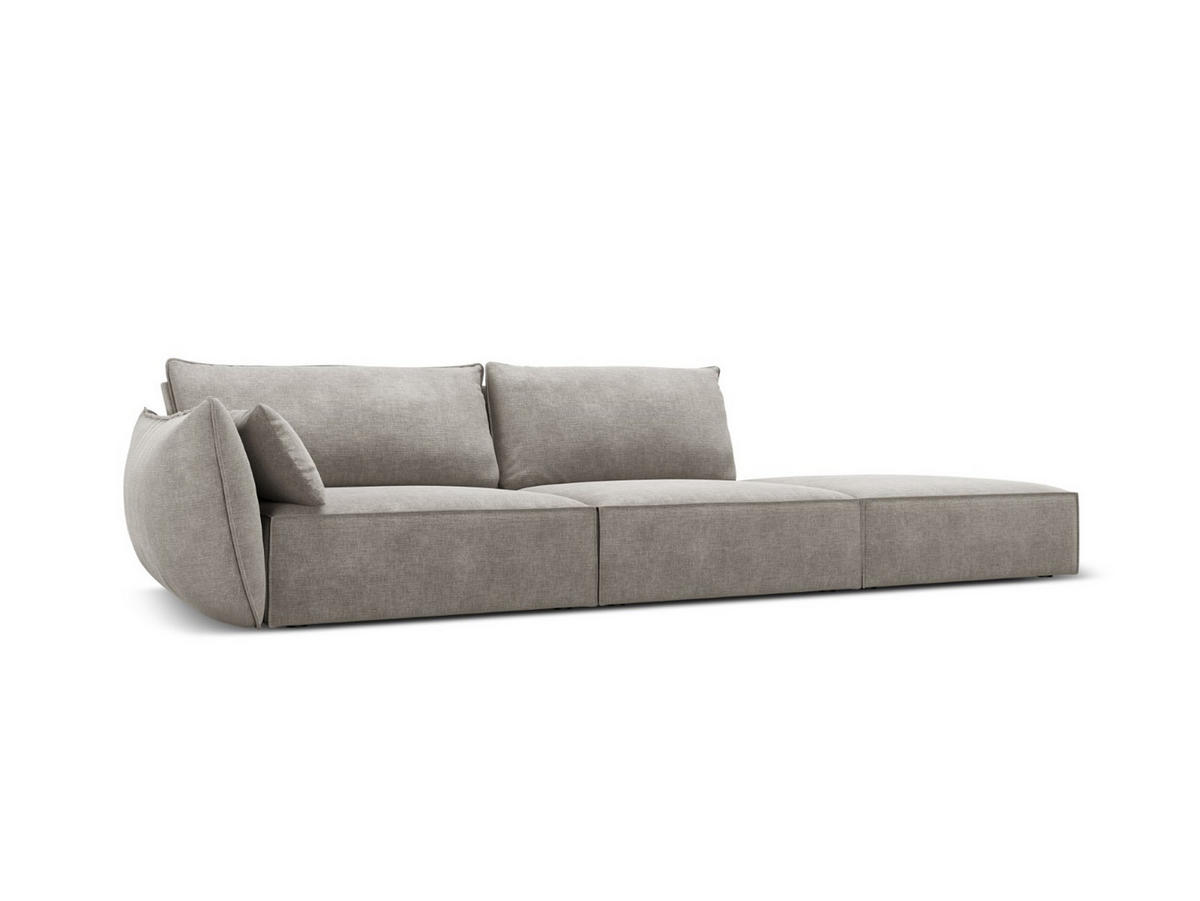 RECHTES-SOFA Kaelle aus Chenille-Stoff hellgrau 4 Sitzplätze - Hellgrau, Textil (110/85/264cm) - Micadoni
