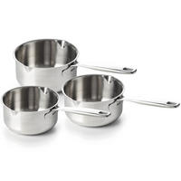 STIELKASSEROLLEN-SET Saucenpfanneset Maestro 5-Ply 3-teilig - ø 16, 18 & 20 cm - geeignet für alle Wärmequellen - Silberfarben, Metall (1/2/2cm)
