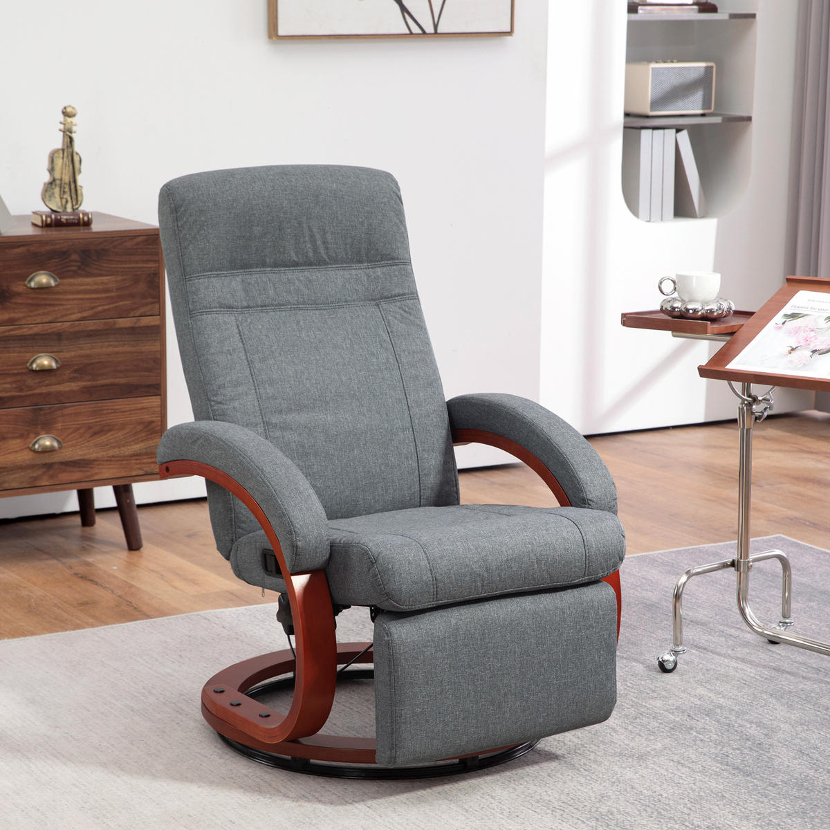 RELAXSESSEL mit Liegefunktion, Grau - Grau, Textil (86/100/68cm) - HOMCOM
