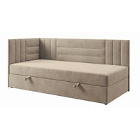 BOXBETT KAYA 100/200 in Velours Beige H4 links - Beige, Holz/Holzwerkstoff (100/200cm) - Deine Möbel 24