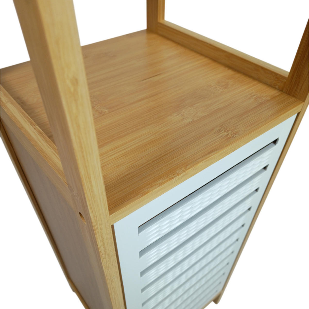 BADREGAL Bambus Weiß Naturfarben Schrank 89x30x30 cm - Naturfarben/Weiß, Holz (30/89/30cm) - Begryf