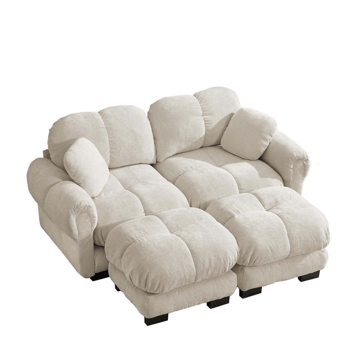 SOFA modular in U-Form Chenille Light Khaki - Hellbraun, Holz (149/90/190.1cm) - Meubliv