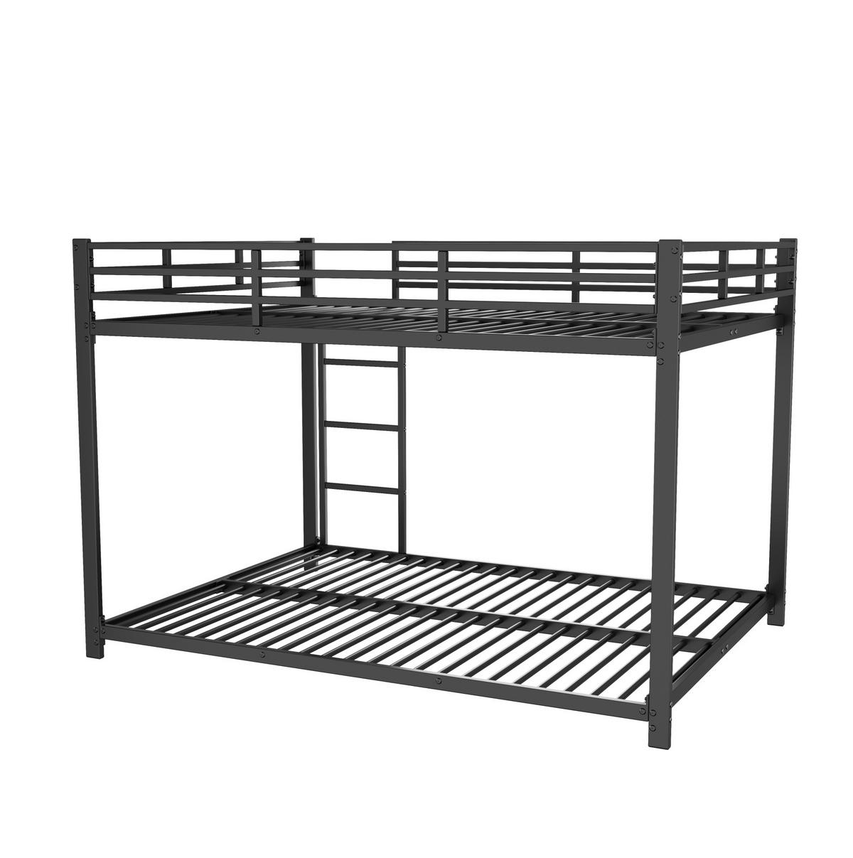 ETAGENBETT 140/200 cm Schwarz aus Metall mit Sicherheitsleisten - Schwarz, Metall (140/200cm) - OKWISH