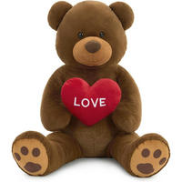 XXXL Kuscheltier Teddybär 130 cm Braun mit Herz - Braun, Textil (60/130cm)