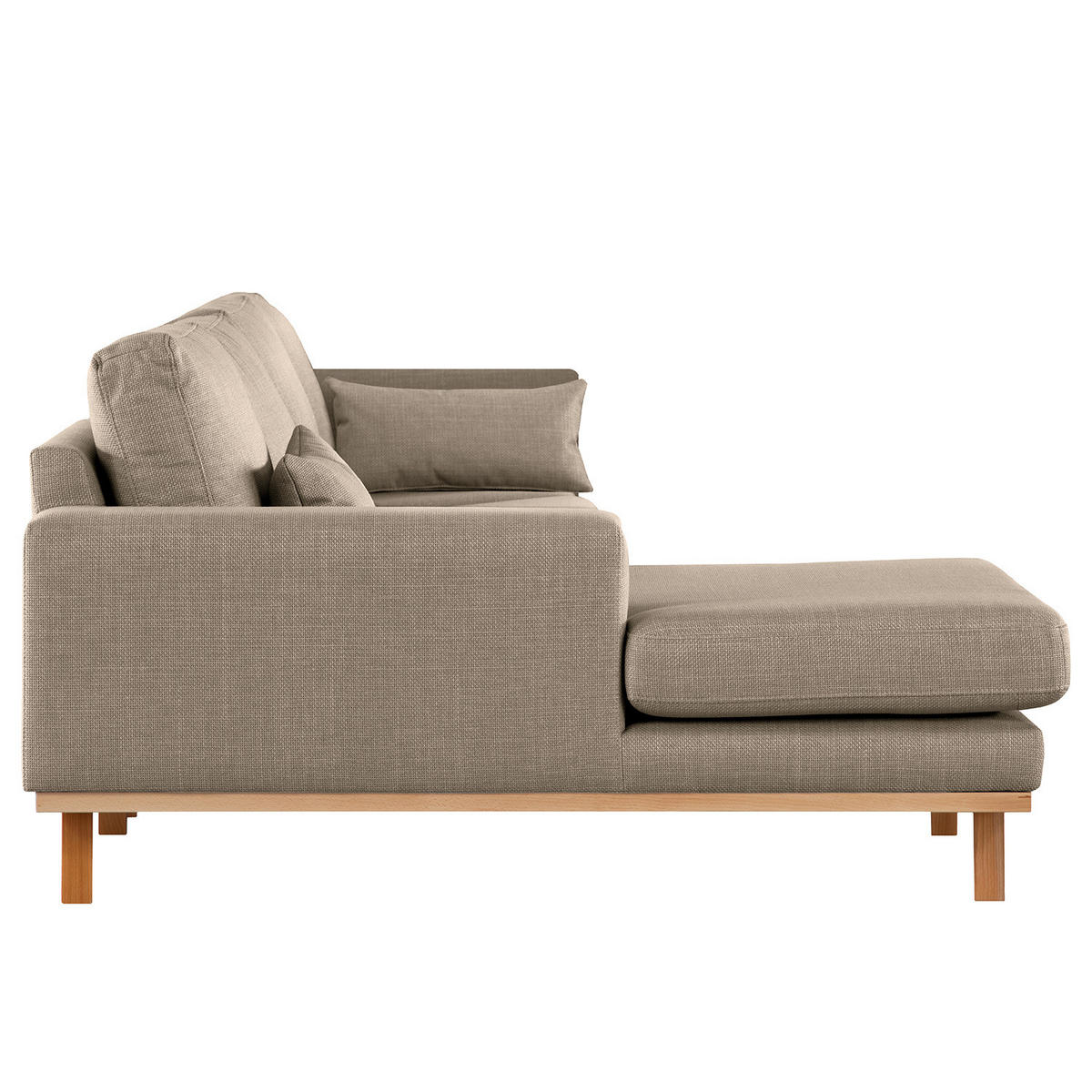 ECKSOFA mit Longchair - Taupe/Buchefarben, Textil (281/153cm) - home24