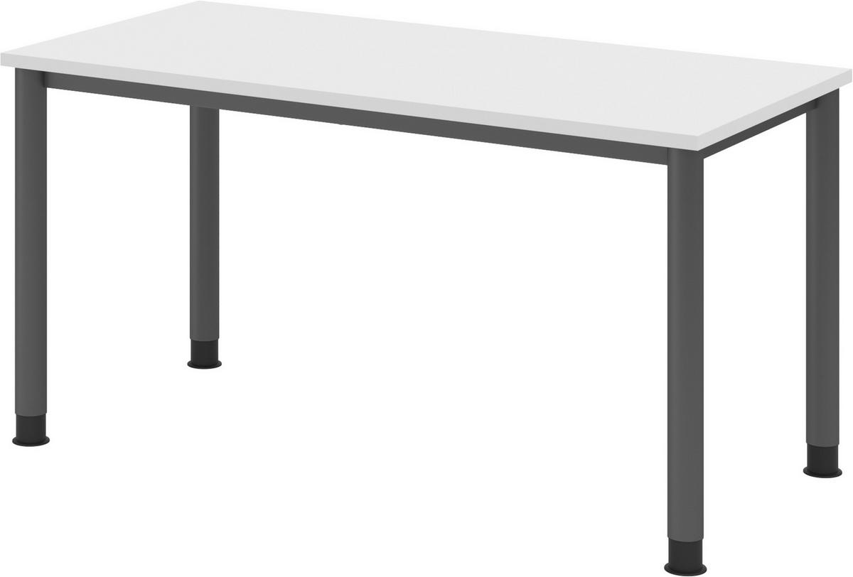 SCHREIBTISCH Serie-H (Mini) 67,2/140/74 cm in Weiß/Graphitfarben - Graphitfarben/Weiß, Holzwerkstoff (67.2/140/74cm) - bümö