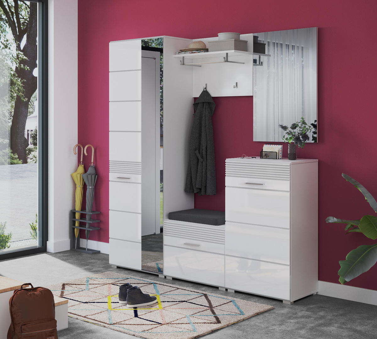 SITZBANK weiß Hochglanz 60 cm Garderobenbank mit Stauraum, Schuhschrank - Weiß Hochglanz/Silberfarben, Holzwerkstoff/Kunststoff (50/33/4cm) - Inn.Furn