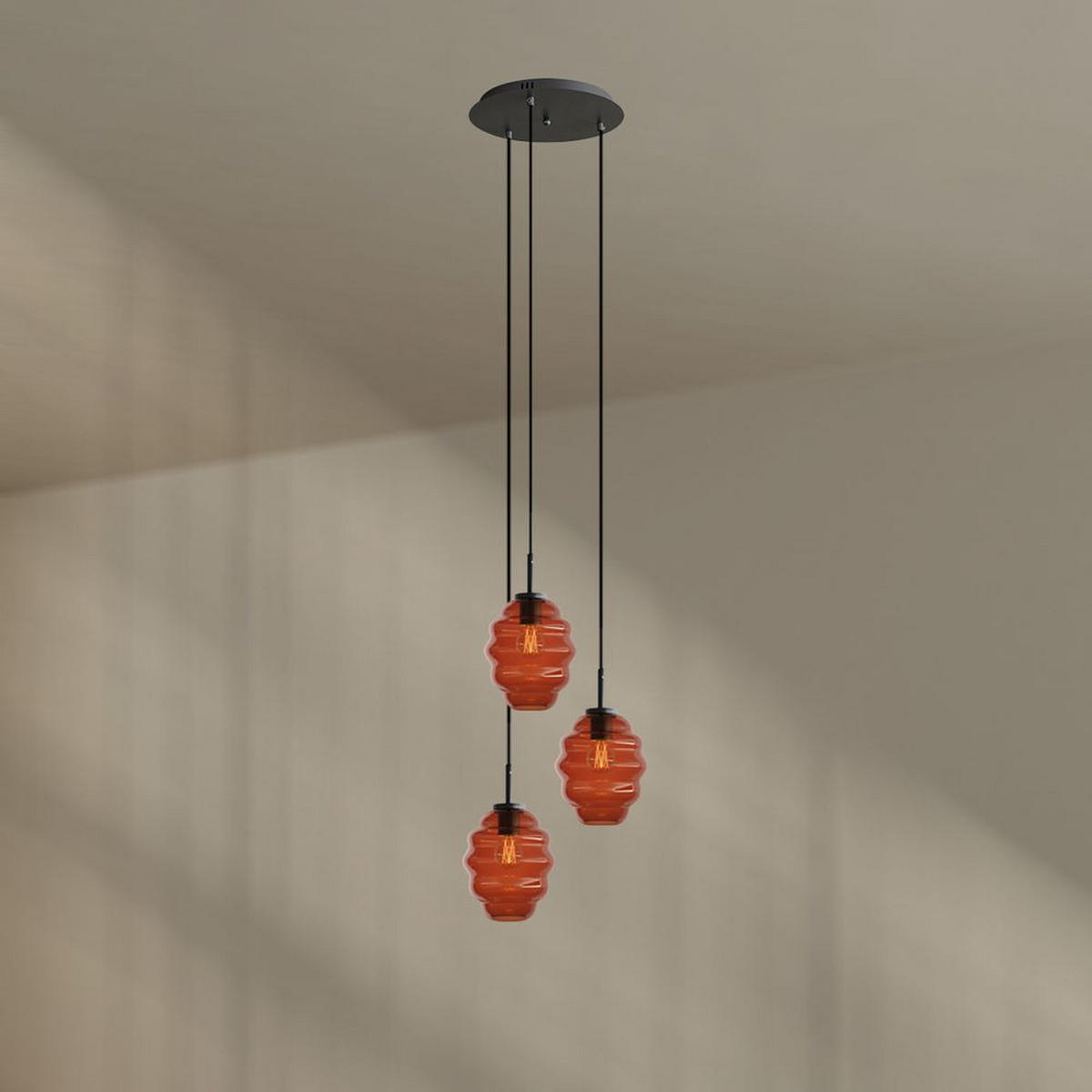 GALERIELEUCHTE Echos 3-flammig Braun Ø 18cm - Schwarz/Braun, Glas (18/18/20cm) - s.luce