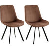 STUHL 2er Set Samt braun - Schwarz/Braun, Textil/Metall (53/89/59cm) - CLP