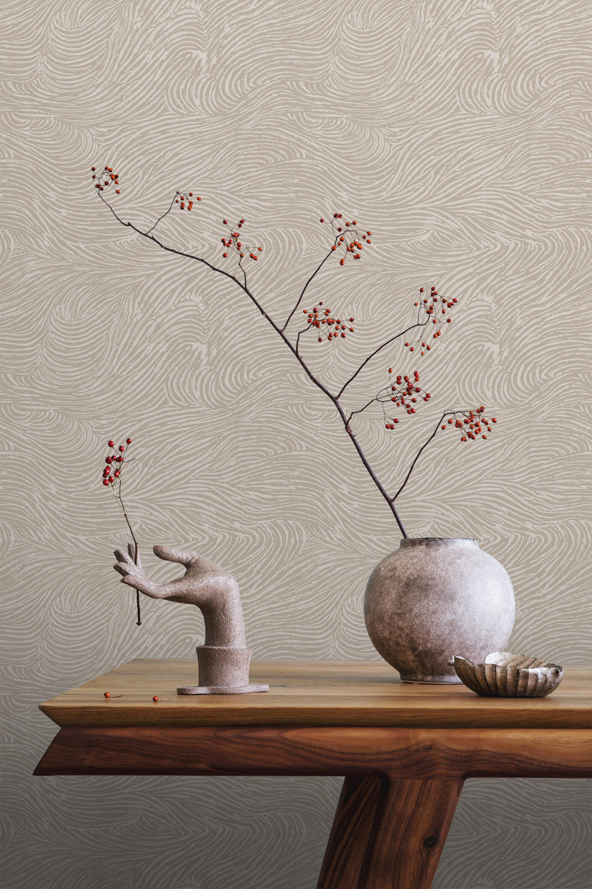 TAPETE 3d Wellenförmige Linien 53 cm x 10.05 m - Grau, Papier (53/1000cm) - ESTAhome