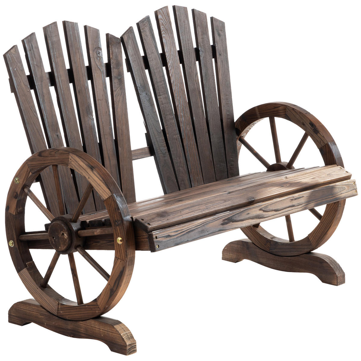 GARTENBANK 2-Sitzer DE-08299 Massivholz mit Armlehnen Dunkelbraun - Dunkelbraun, Holz (108/95/66cm) - ComfortXL