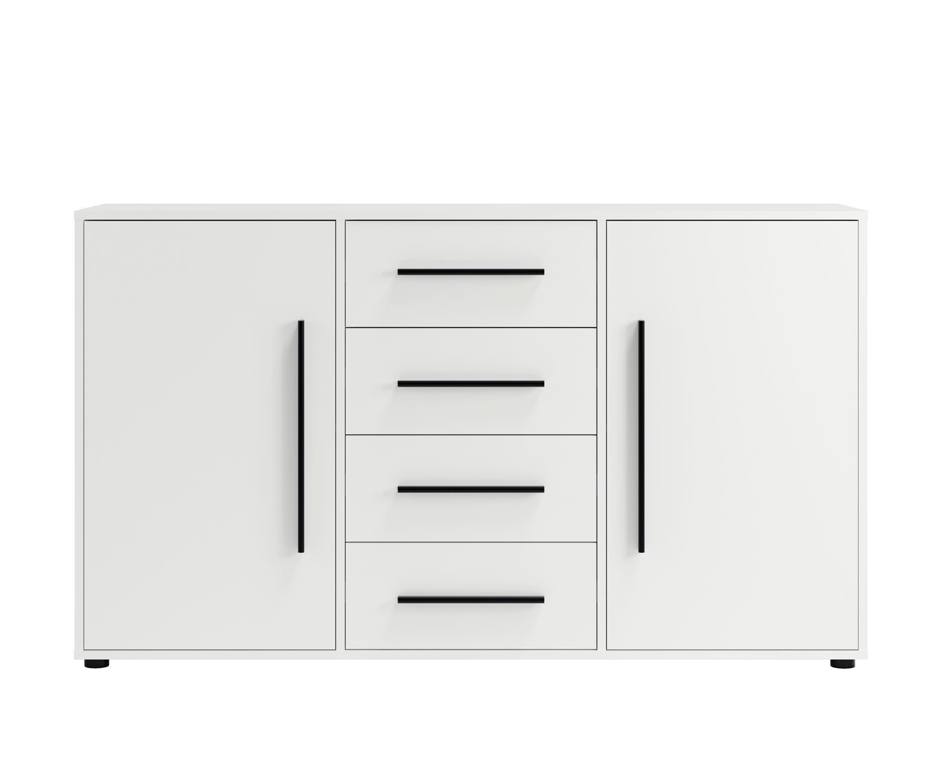 KOMMODE Maxivo Weiß - Schwarz/Weiß, Holzwerkstoff (150/87/40cm) - Bettso