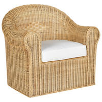GARTENSTUHL Rattan Natürlich Livadeia - Naturfarben/Weiß, Naturmaterialen (90/82/75cm) - Beliani