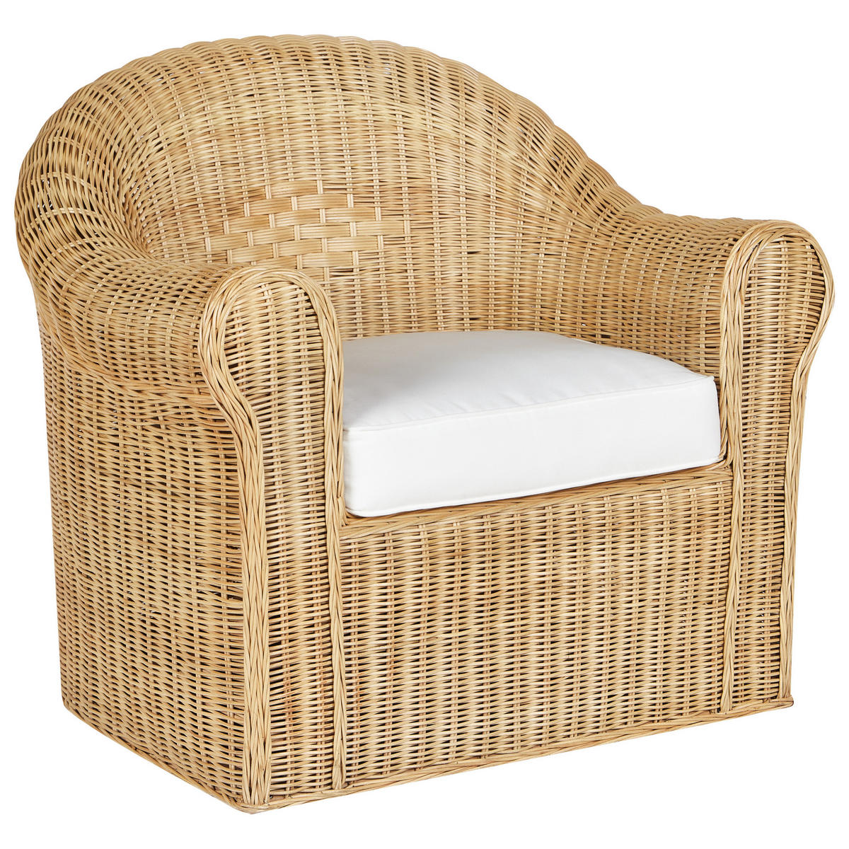 GARTENSTUHL Rattan Natürlich Livadeia - Naturfarben/Weiß, Naturmaterialen (90/82/75cm) - Beliani