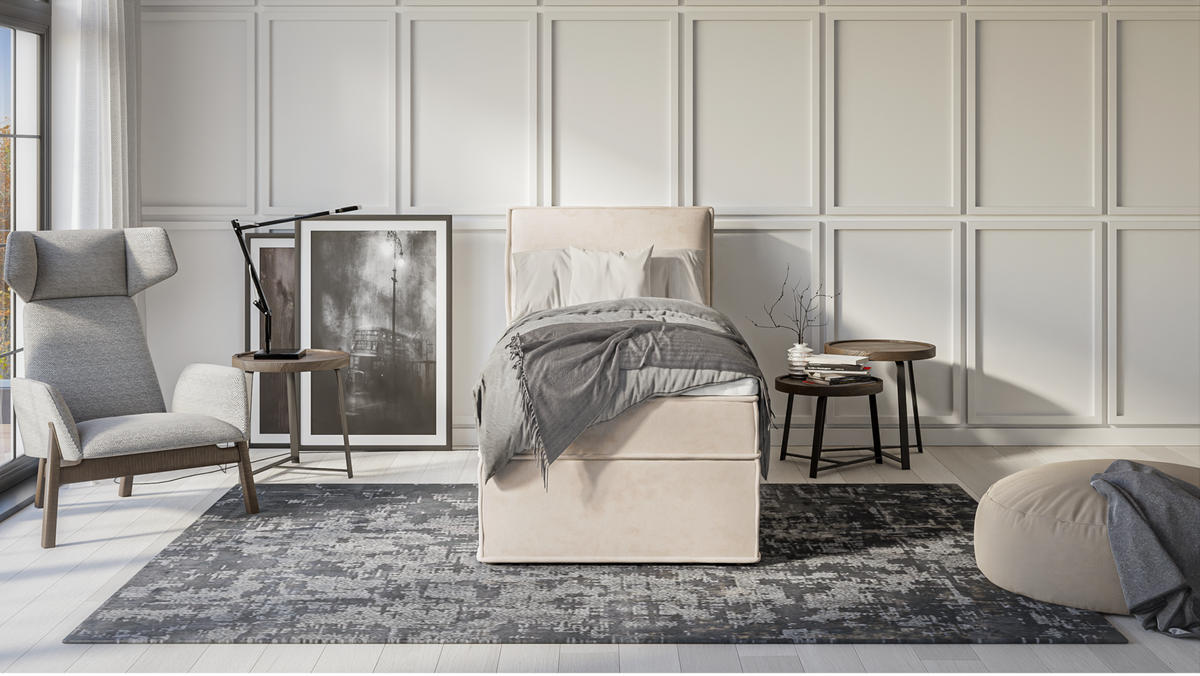BOXBETT Eclipse 90/200 cm Beige Luxusmicrofaser - Beige/Schwarz, Holz/Kunststoff (90/200cm) - S-Style Möbel