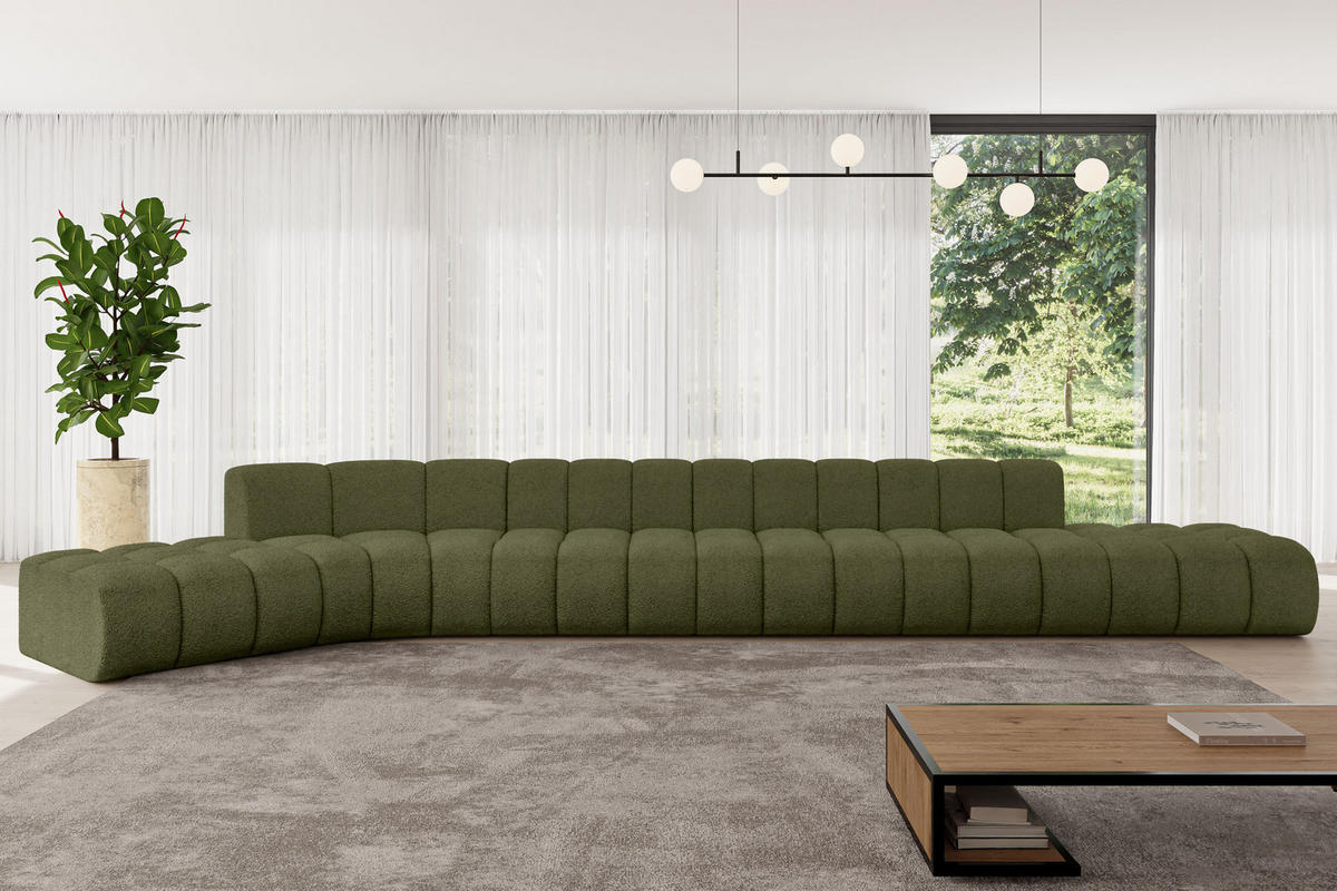 ECKSOFA modulares Sofa Solven-L3 - 562x174x70 cm Grün - Grün, Holzwerkstoff/Textil (562/174cm) - ALTDECOR