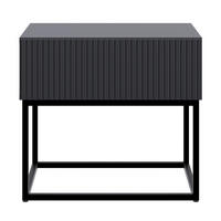 NACHTSCHRANK Veldio Schwarz mit schwarzen Beinen 50 cm - Schwarz, Holzwerkstoff/Metall (50/44/35.6cm) - Selsey