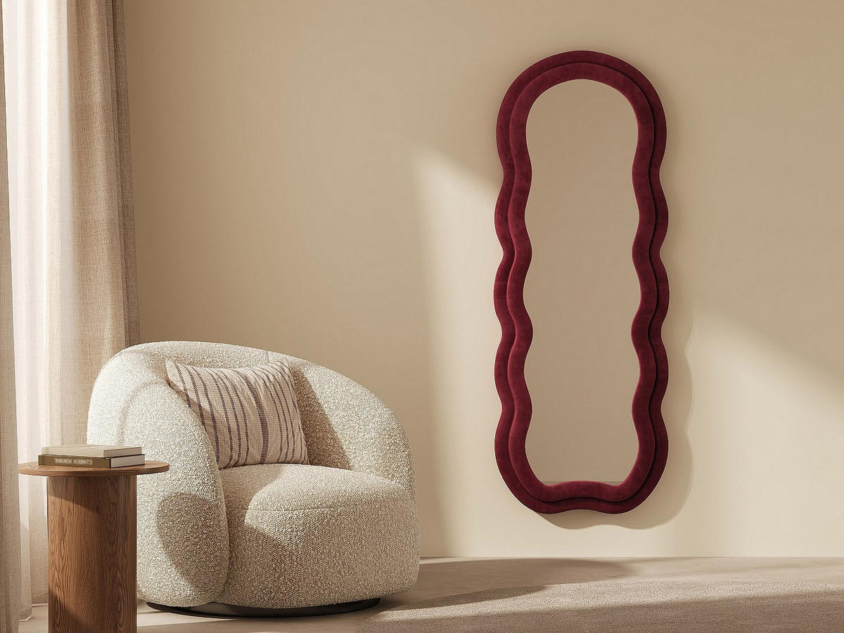 WANDSPIEGEL - 60 cmcm x 3 cmcm - Samt - Bordeaux - LINOA - Bordeaux, Textil (60/160/3cm) - Vente-Unique