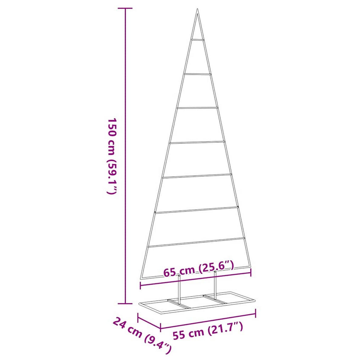 WEIHNACHTSBAUM Metall 65/24/150 Cm Schwarz Stahl - Schwarz, Metall (150cm) - vidaXL