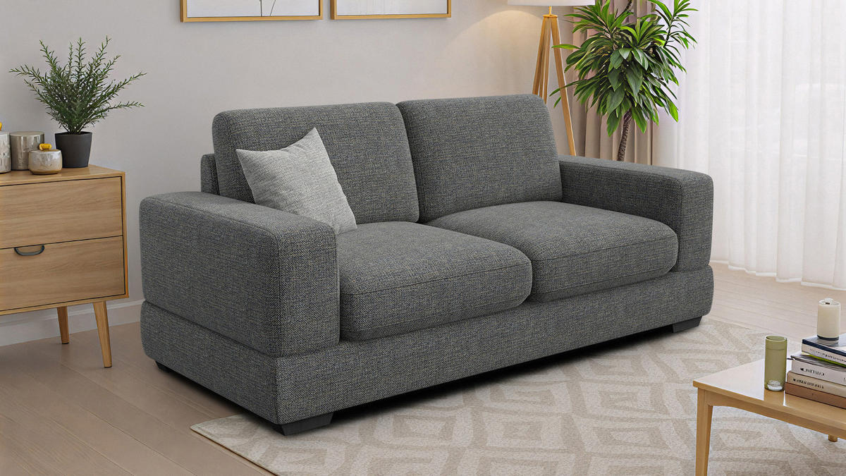 SOFA OTTO 3-Sitzer, anthracit - Schwarz/Grau, Holz/Textil (201/89/98cm) - Courtois Laville