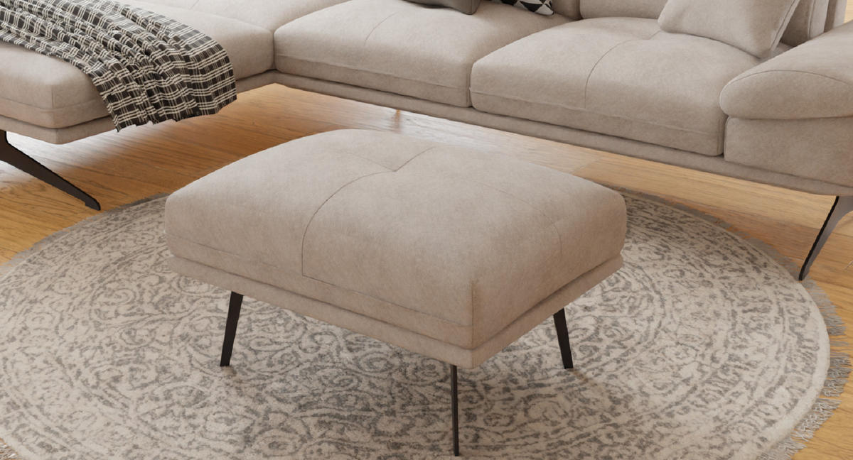 HOCKER Loris Beige Samt - Beige/Schwarz, Holz/Textil (83/47/62cm) - S-Style Möbel