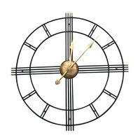 WANDUHR 60 cm Durchmesser Industrie-Stil Metall Schwarz Gold - Goldfarben/Schwarz, Metall (60/3.5/60cm) - Livingandhome