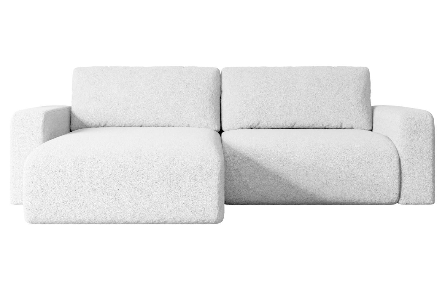 ECKSOFA mit Schlaffunktion und Bettkasten KLEEA-L - 247x143x83 cm Weiß Bouclé - Schwarz/Weiß, Holzwerkstoff/Kunststoff (247/143cm) - ALTDECOR