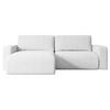 ECKSOFA mit Schlaffunktion und Bettkasten KLEEA-L - 247x143x83 cm Weiß Bouclé - Schwarz/Weiß, Holzwerkstoff/Kunststoff (247/143cm) - ALTDECOR