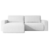 ECKSOFA mit Schlaffunktion und Bettkasten KLEEA-L - 247x143x83 cm Weiß Bouclé - Schwarz/Weiß, Holzwerkstoff/Kunststoff (247/143cm) - ALTDECOR
