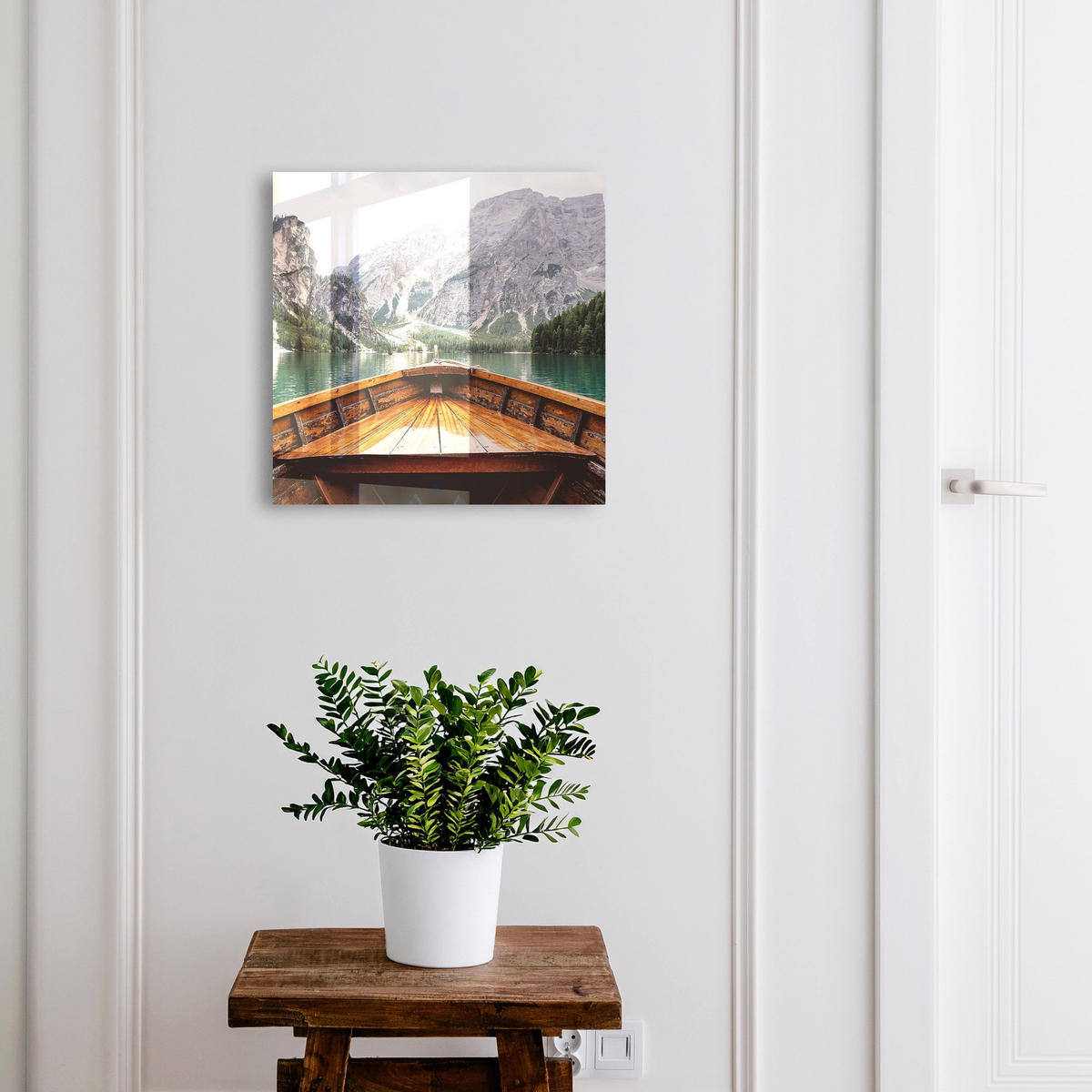 SCHLÜSSELBOX Weiß 30x30 cm – Türöffnung nach rechts - Bergsee - Türkis, Metall (30/30/5cm) - TULUP