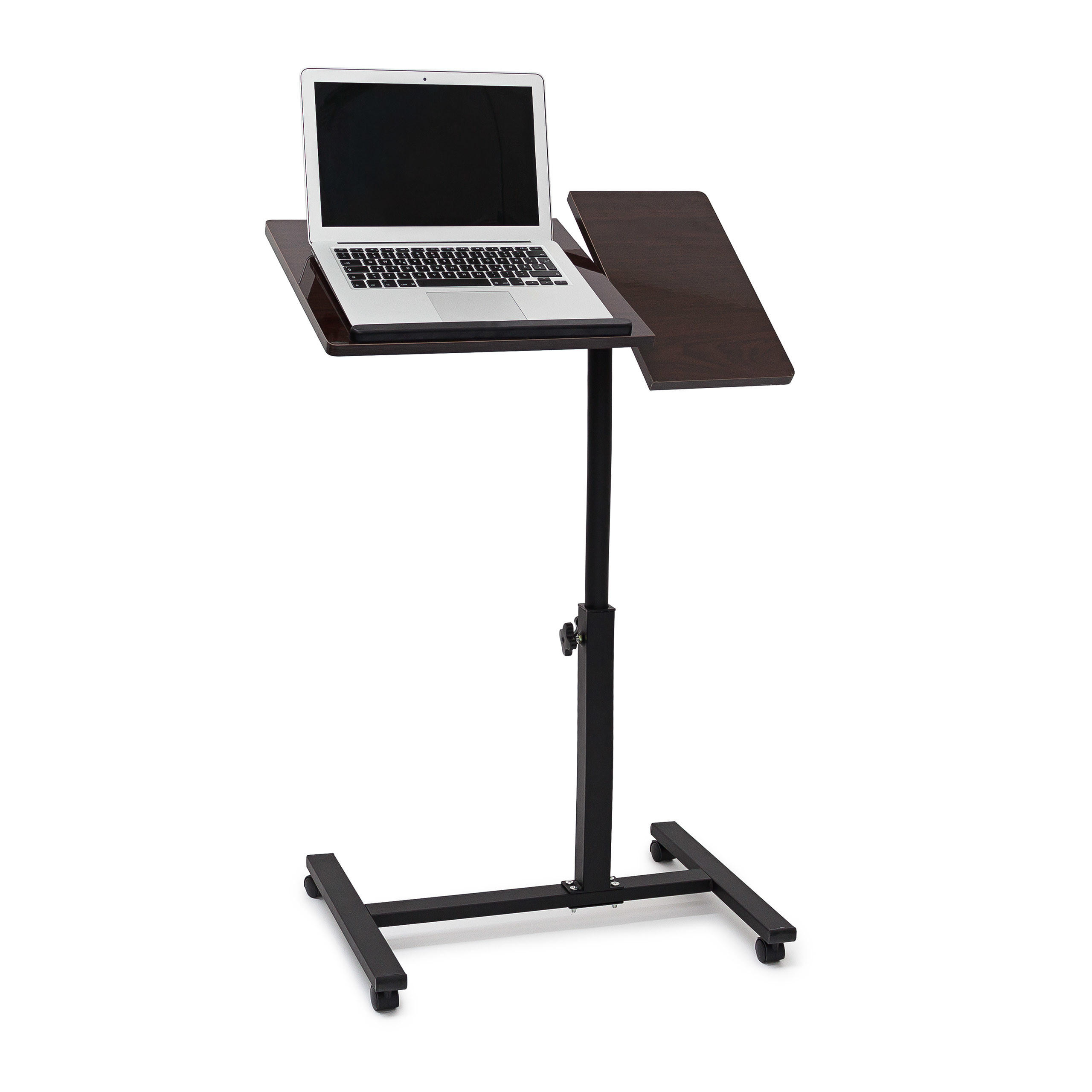 LAPTOPTISCH Schwarz höhenverstellbar mit Rollen - Dunkelbraun, Holzwerkstoff/Metall (40.5/60/95cm) - Relaxdays