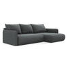 ECKSOFA mit Schlaffunktion Strukturstoff Stoff Grau - Schwarz/Grau, Kunststoff/Textil (240/148cm) - Makamii