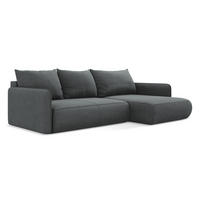 ECKSOFA mit Schlaffunktion Strukturstoff Stoff Grau - Schwarz/Grau, Kunststoff/Textil (240/148cm) - Makamii